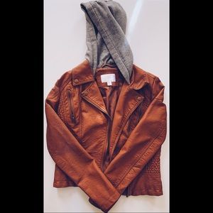 Hooded Brown Leather Xhilaration jacket